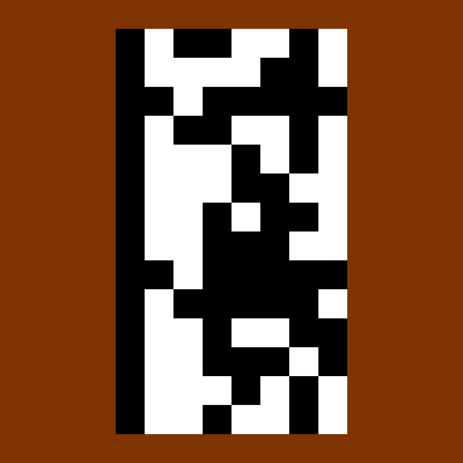 14 rows of sequences of black/white squares, 8 squares per row. Brown background.